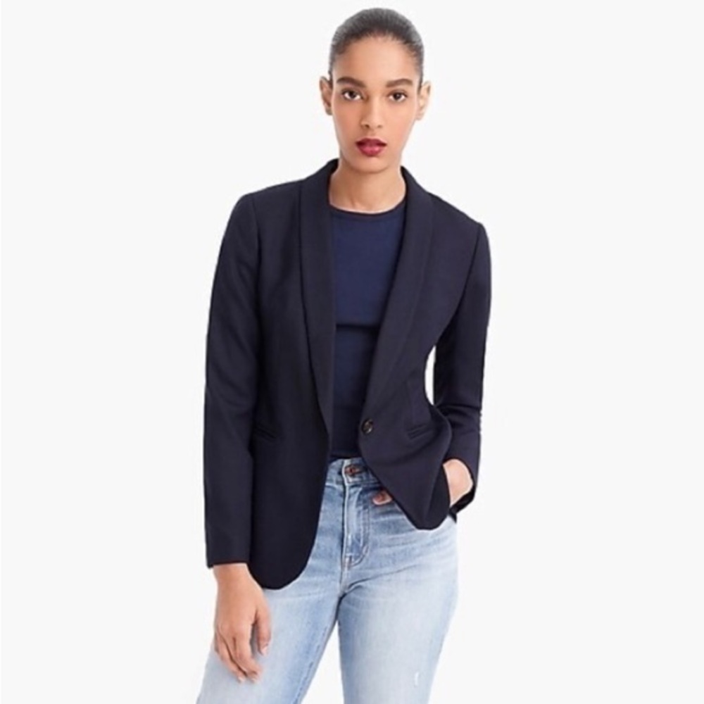 J Crew Blazer Parke Wool Flannel in Navy